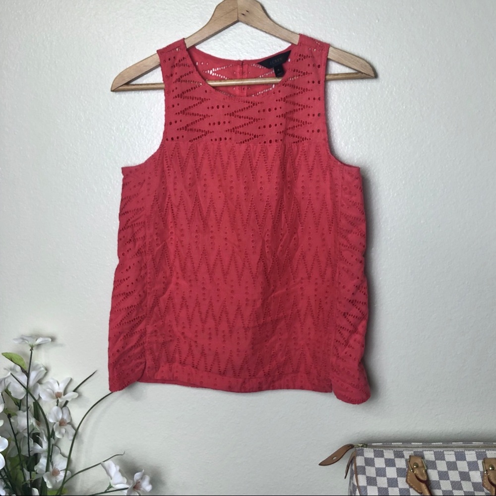⭕️Sold⭕️J. Crew Coral Eyelet Chevron Top Small